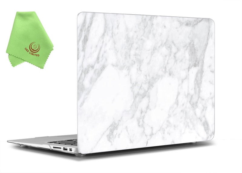 UESWILL Marble Pattern Smooth Hard Shell Case Cover Compatible with Older Version 2010-2017 Release MacBook Air 13 inch (Model A1466 / A1369), No Touch ID, (White) - Image 1